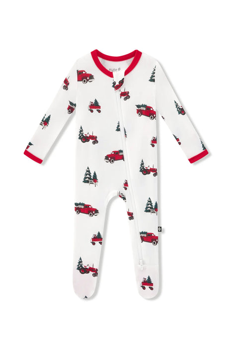 Kyte Baby Zippered Footie (1911) - Holiday Tree Farm