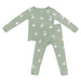 Children's pajama set with goose pattern on a light green background
