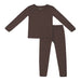 long sleeve children's pajama shirt and matching pants in espresso brown