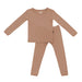 long sleeve children's pajama shirt and matching pants in tan latte