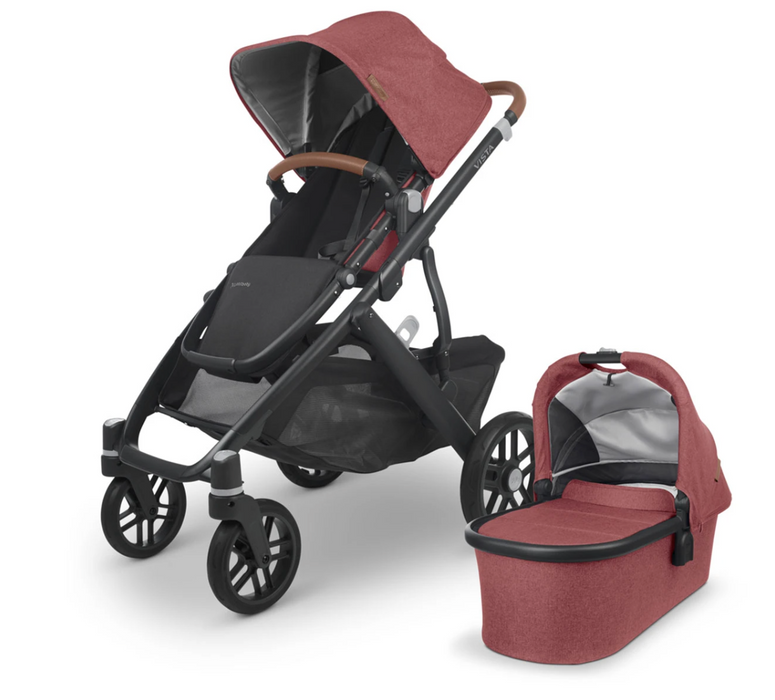 UPPAbaby Vista V2 Stroller - Lucy (Rosewood Melange / Carbon / Saddle Leather )