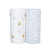 Bees and Blue Dots Swaddling Blanket 2 Pack