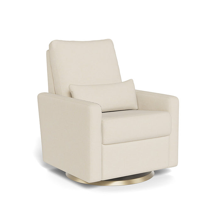 Beige swivel chair with a pillow on a white background