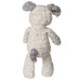 plush dog with white body and grey tail and grey ears on white background