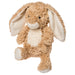 Plush toy rabbit with beige and white fur on a white background