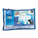 Pouch puzzle to keep puzzle pieces together. Puzzle features Arctic animals on a blue background