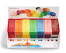A display box of STOCKMAR modeling beeswax (natural modeling clay) containing individually wrapped pieces of beeswax.  The display features six vertical columns of colorful wax sticks in red, orange, yellow, green, blue, and pink, with a white header card showing the brand logo and product details.