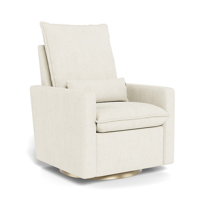 Beige swivel glilder recliner chair on a white background