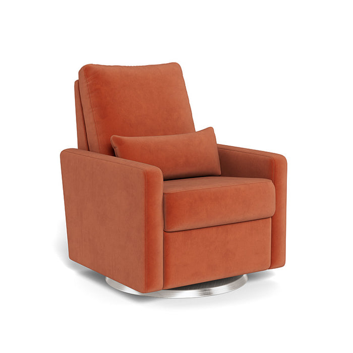 Orange armchair with a pillow on a white background