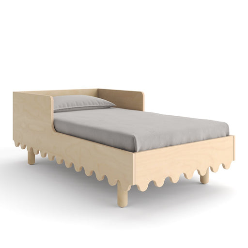 caption-Wooden Toddler Bed Frame features side rails and wave motif