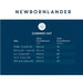 Size chart for Newbornlander summer hats on a blue background
