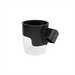 Clear plastic cupholder with black stroller adapter