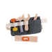 Toy tool belt with various tools on a white background