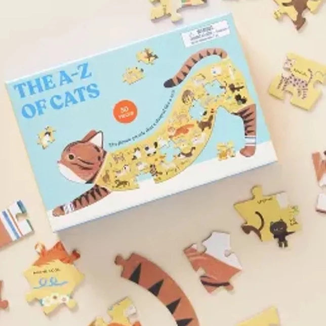 caption-Flatlay of Cat Puzzle pieces