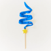 Blue ribbon and yellow star set on a wooden wand on a white background