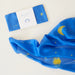 Blue playsilk with star and moon patterns on a white background