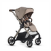 Beige and black stroller on a white background