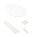 White parts for crib assembly shown on white background