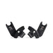 Two black Yoyo car seat adapters for a yoyo stroller on a white background