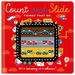 Children's book cover titled 'Count and Slide Things That Go' with illustrations of vehicles on a red background.