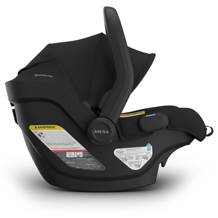 Black UPPAbaby infant car seat on a white background