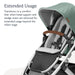 Extended Use facts for UPPAbaby SnugSeat Infant Insert shown on green stroller against white background