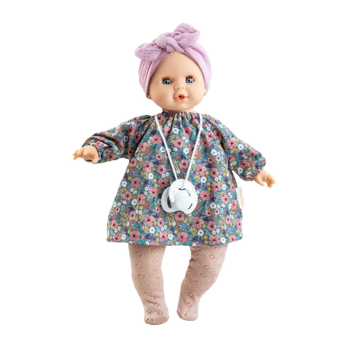 Sonia Soft Body Doll with Pacifier  - Floral Dress with Purple Headband