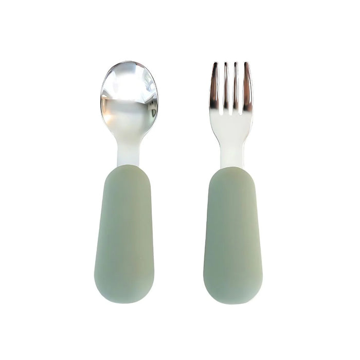 Baby Bliss Fork and Spoon Set with Silicone Handles - Nurtured
