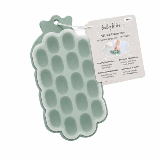 Silicone freezer tray with a hanging tag on a white background