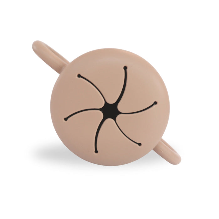 Light beige snack cup with handles on a white background