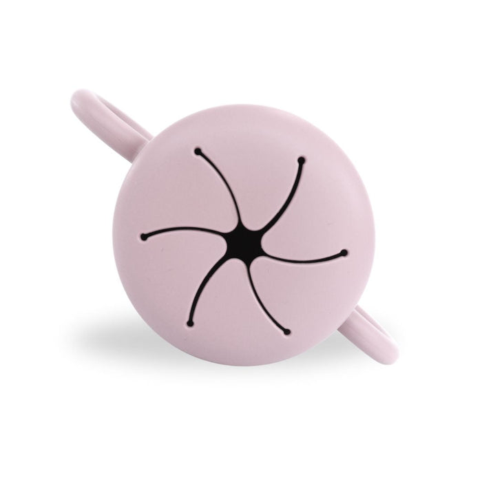 Light pink snack cup with handles on a white background