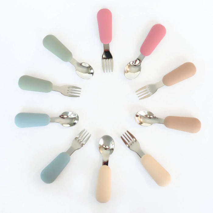 Baby Bliss Fork and Spoon Set with Silicone Handles - Nurtured