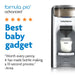 Baby bottle maker with 'babybrezza' branding and positive reviews on a white background