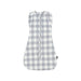 Blue and white checkered swaddle bag on a white background