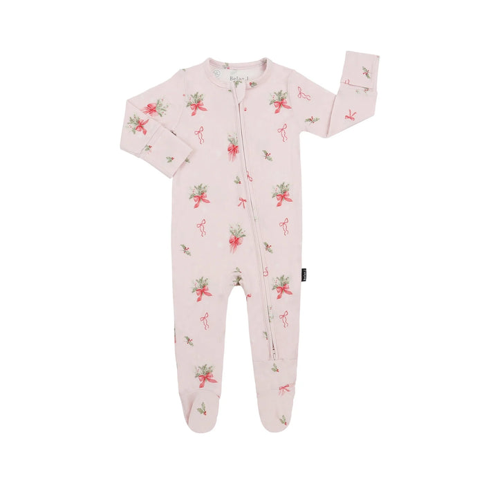 Belan.J Footed Zippered Sleeper - Pink Bows
