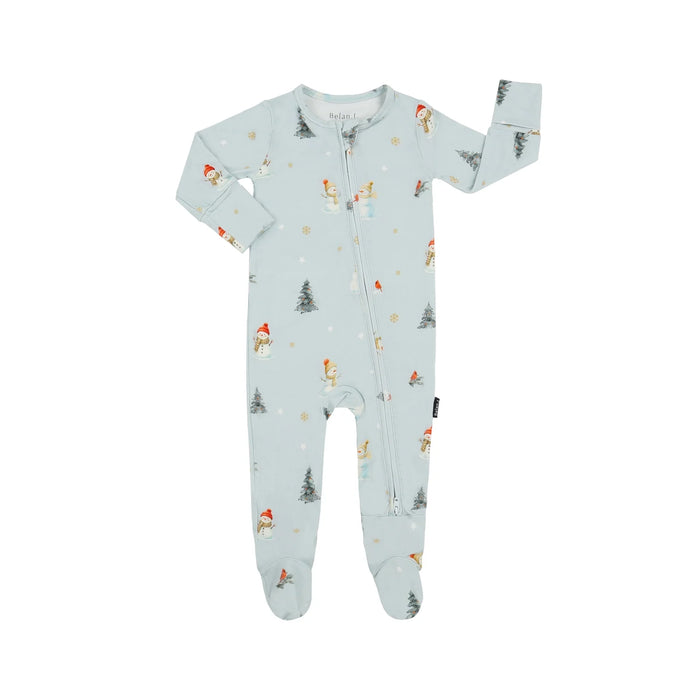 Belan.J Footed Zippered Sleeper - Snowmen
