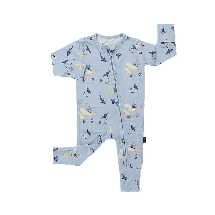 Belan.J Bamboo Footless Zippered Sleeper with Foldover Cuffs - Whale Lover - Nurtured
