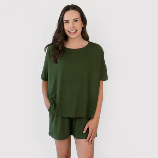 caption-Belan.J Bamboo Women's Summer Set in Forest Green