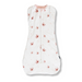 Baby sleeping bag with floral pattern on a white background