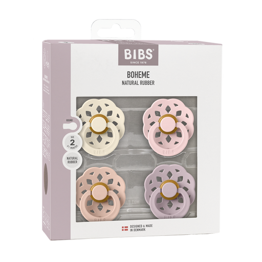 BIBS Pacifier Boheme Latex 4 PK Ivory/Blush/Blossom/Dusky Lilac - Nurtured