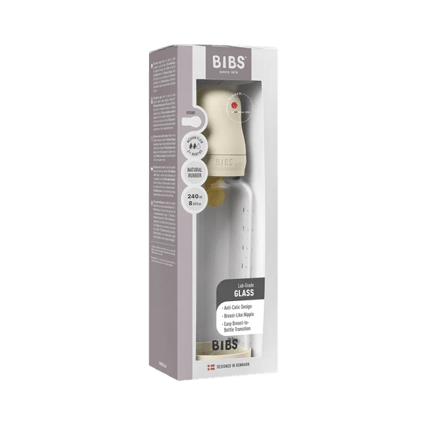 BIBS Baby Glass Bottle Complete Set Latex 240ml