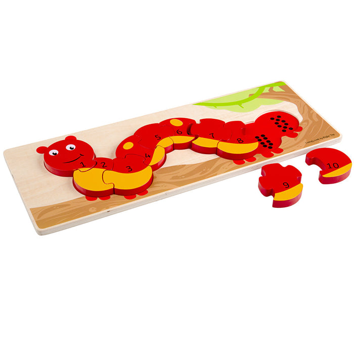 Wooden Caterpillar Counting Puzzle