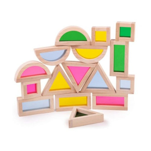 caption-Various shaped block set with brightly coloured windows