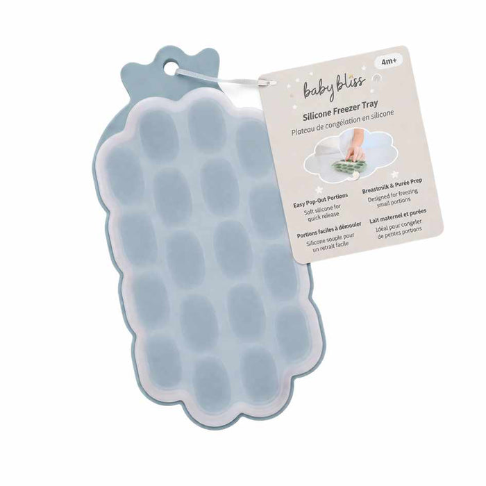 Silicone freezer tray with packaging on a white background