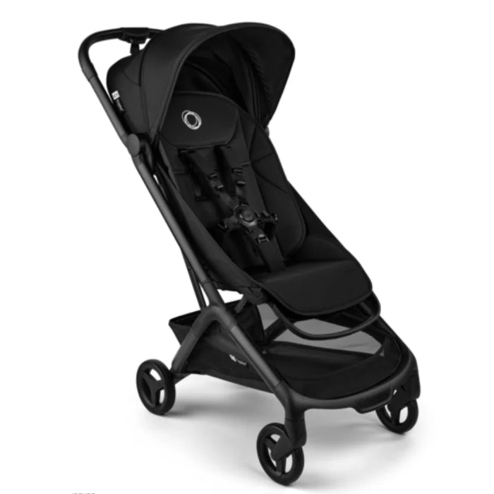 Black stroller on a white background