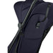 Navy blue stroller with black handlebar on a white background