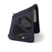 Navy blue stroller canopy accessory with mesh window on a white background