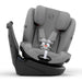 Gray car seat with black base on a white background