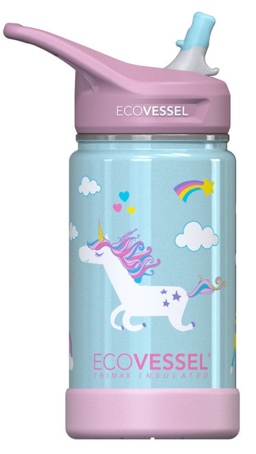 EcoVessel Frost Insulated Stainless Splash Straw Top Water Bottle for Kids