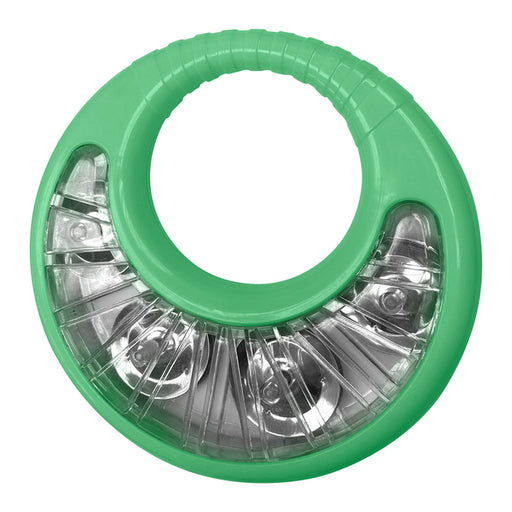 Green tambourine on a white background